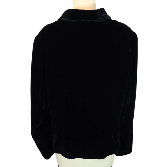 Vintage Velvet Silk Blend Shawl Collar Jacket 14p Black Whimsigoth Victorian - Picture 3 of 8